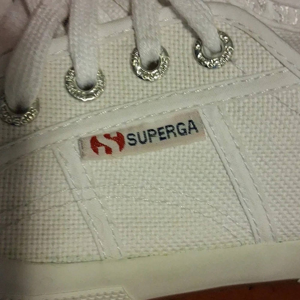 Superga Classic White Canvas Lace Up Sneakers Womens Sz 37/US 6.5M - Picture 7 of 11